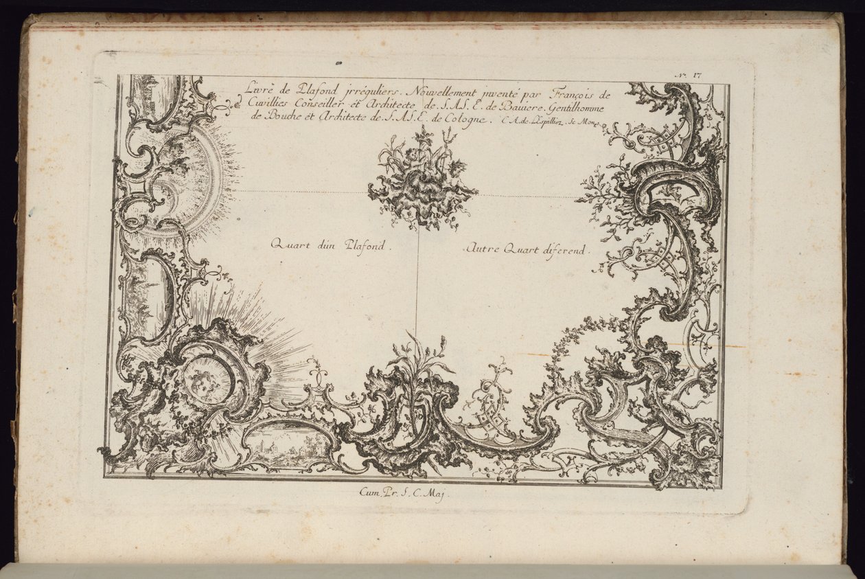 Dois quartos de um teto, novo livro de tetos irregulares de François de Cuvilliés the Elder