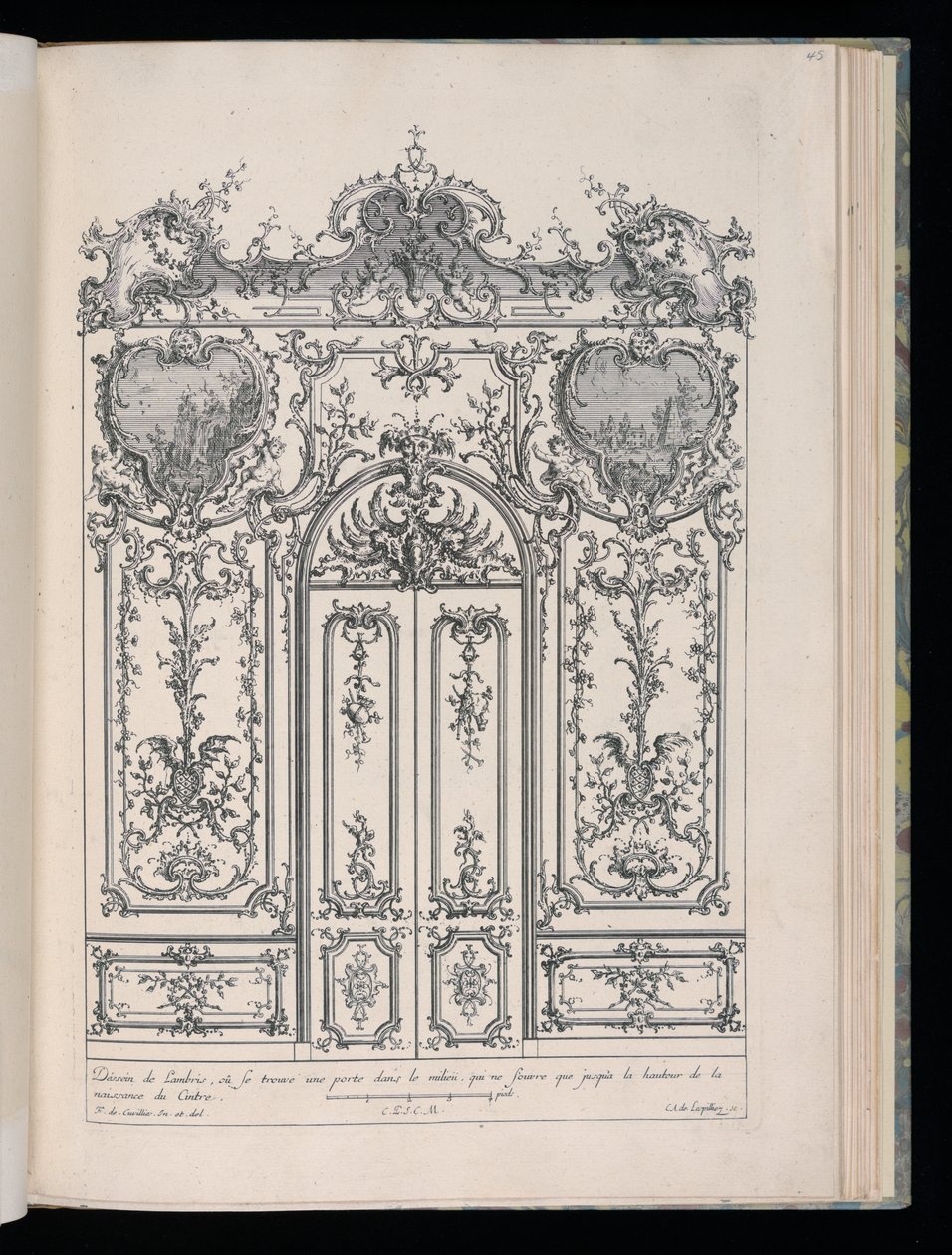 Muro com Porta Dupla, Livre de Lambris de François de Cuvilliés the Elder