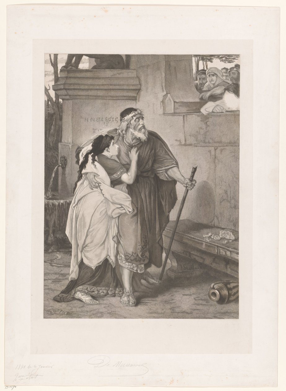 Édipo cego liderado por Antigone de François de Meersman (signed by artist)