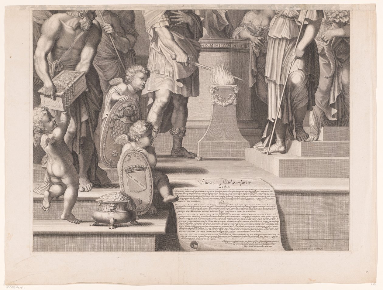 Marte coloca a sua espada nas chamas em frente de um templo (parte inferior) de François de Poilly (I)