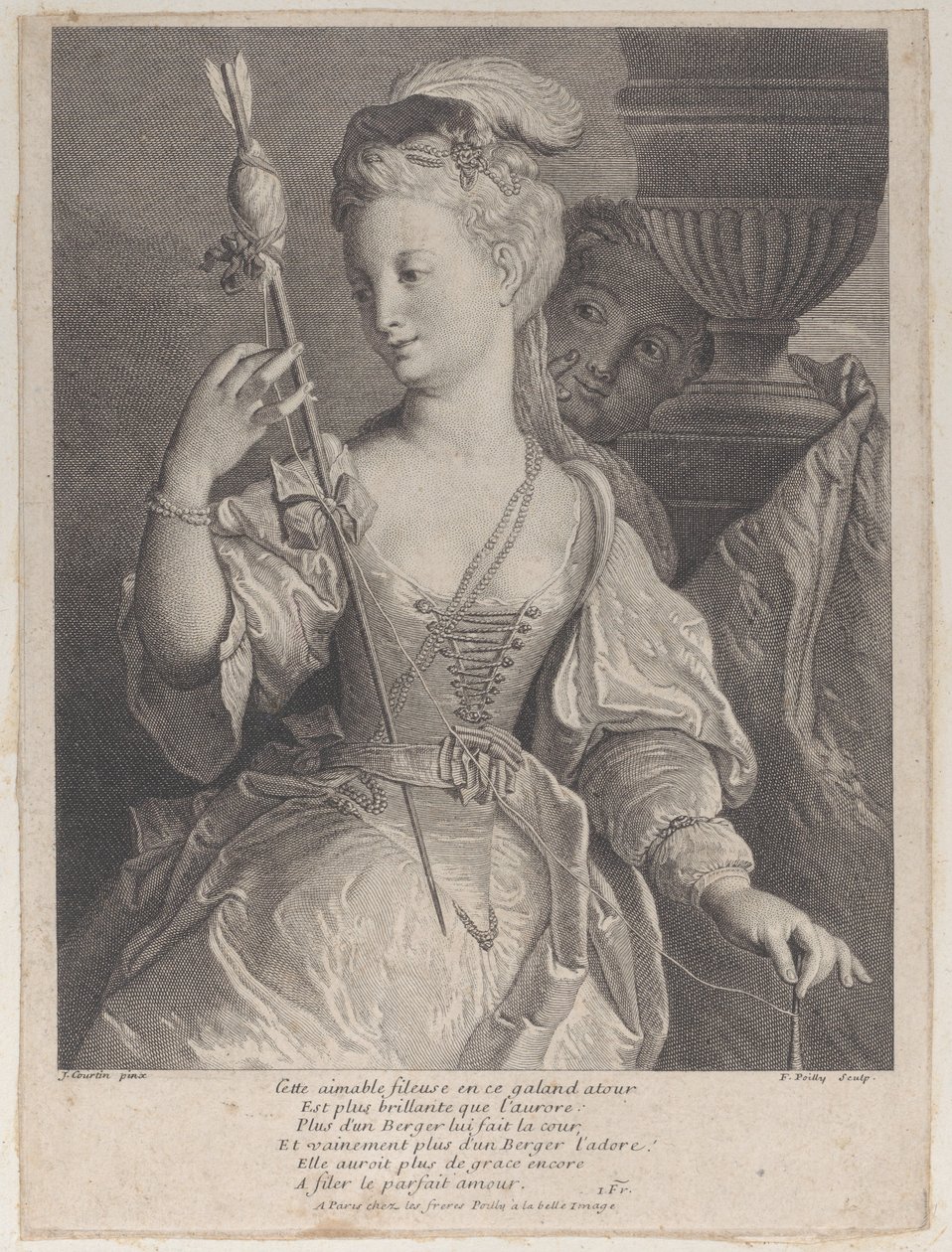 Jovem fiação de fio para uma flecha, 1686-1741. de François de Poilly