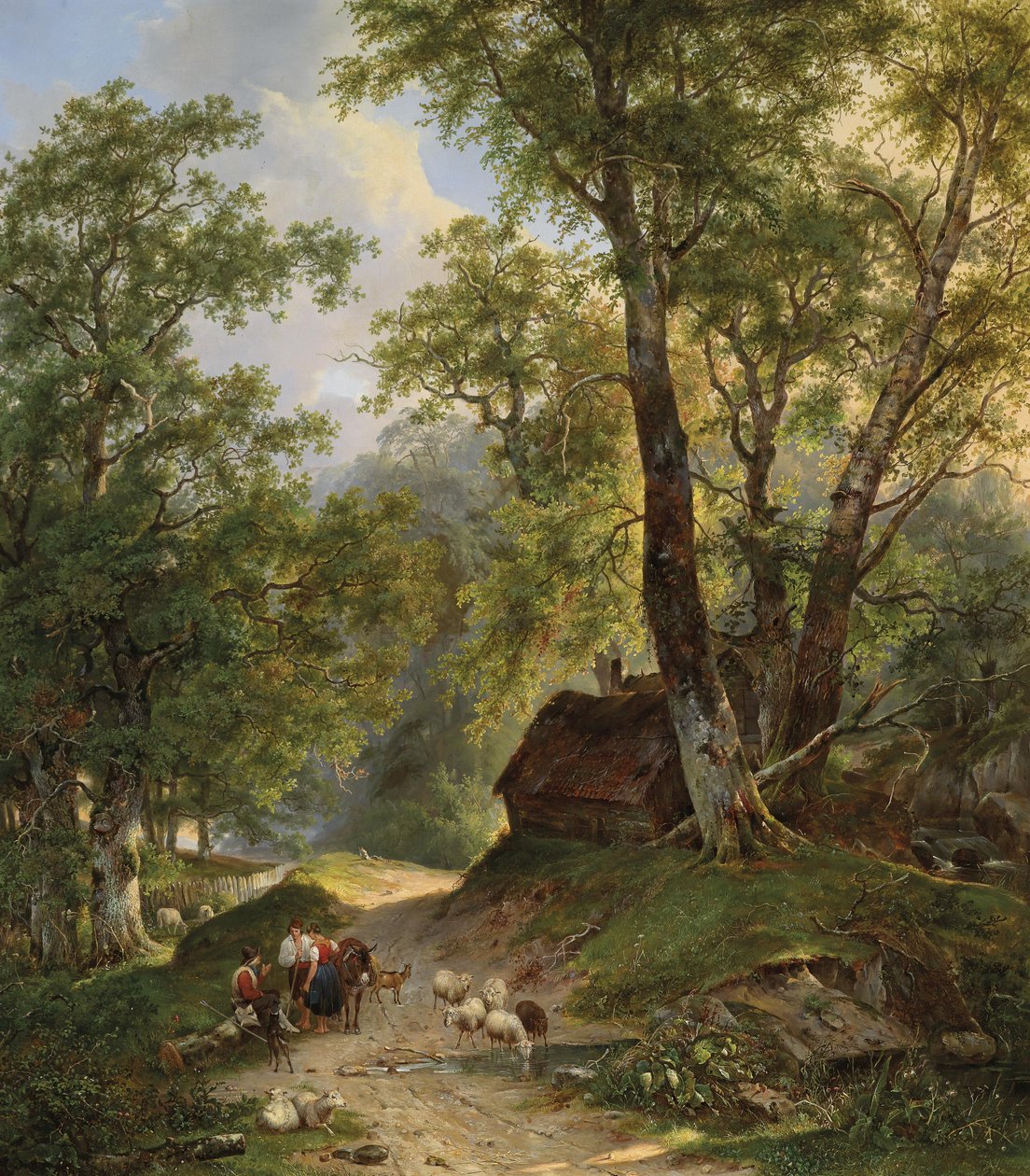 Encontro de pastores a caminho de casa de Frans Arnold Breuhaus de Groot