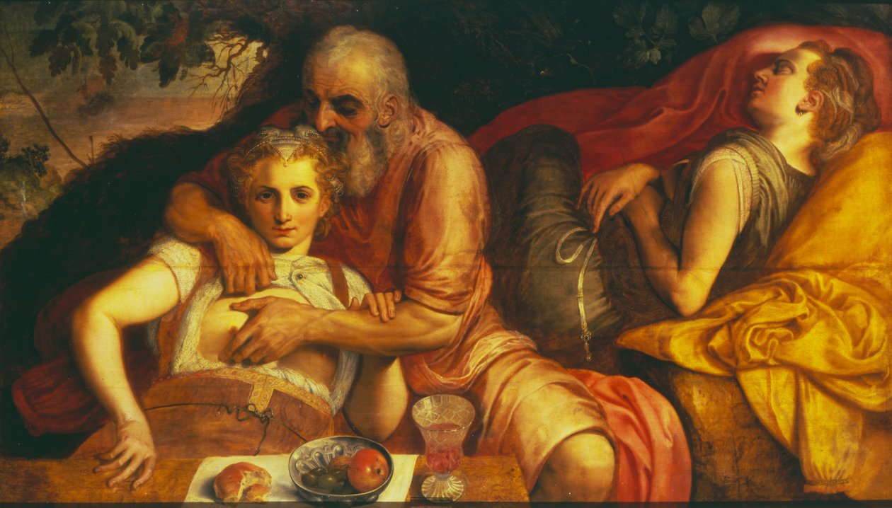 Lot e suas filhas, 1550s (painel) de Frans Floris