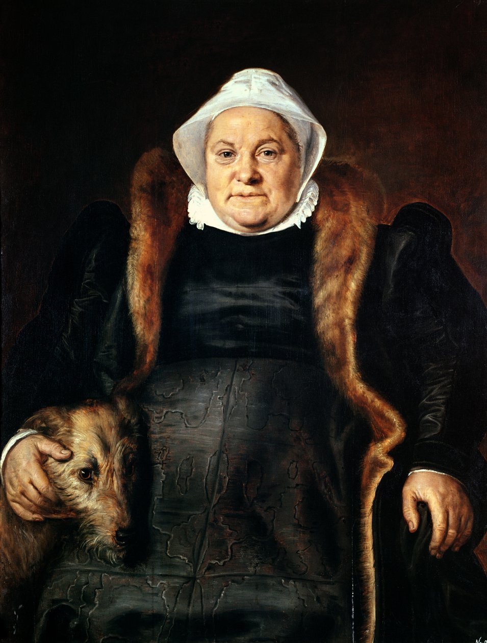 Retrato de uma mulher idosa ou, a esposa do falcoeiro, 1558 de Frans Floris