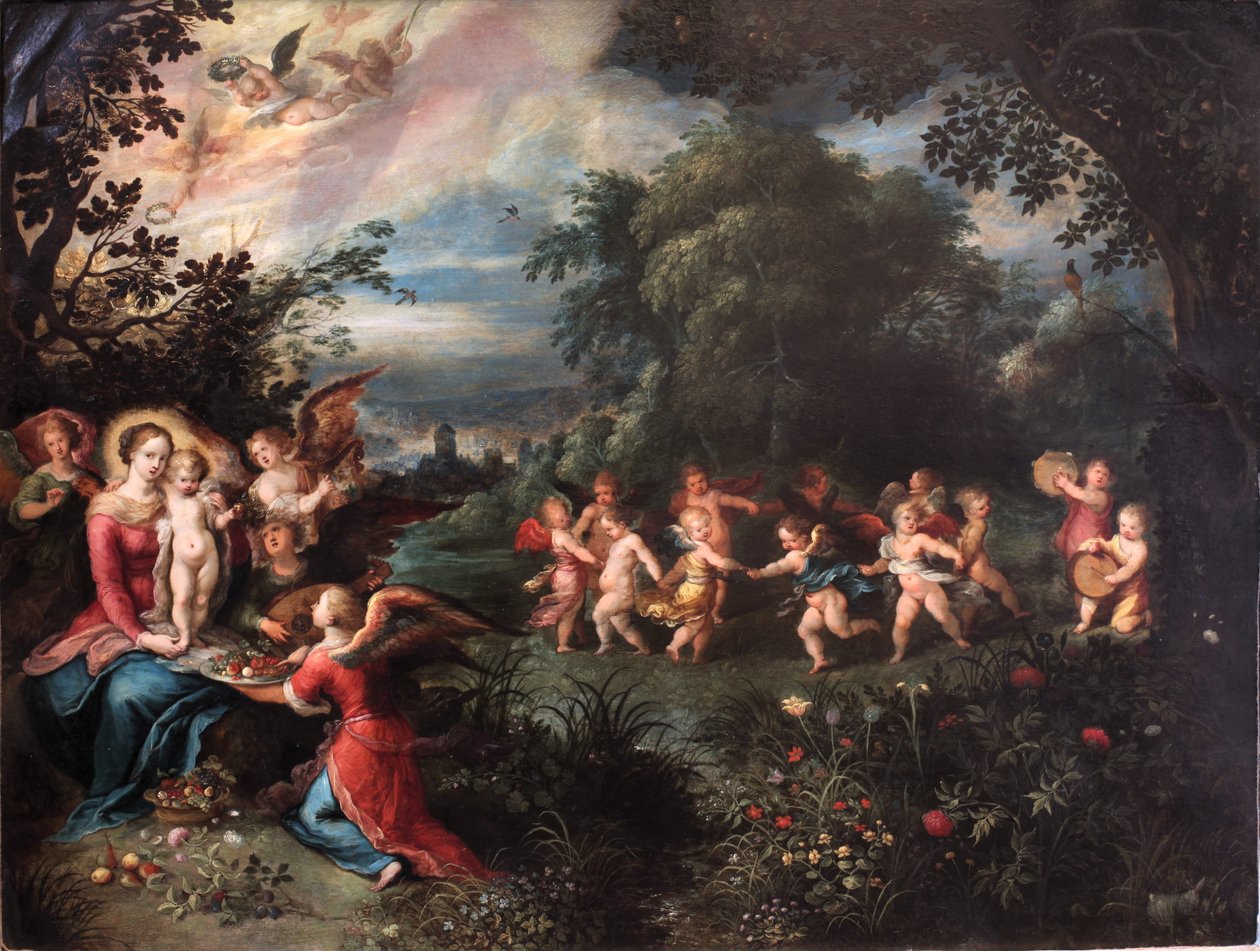 Virgem e criança em uma paisagem de Frans II Francken the Younger