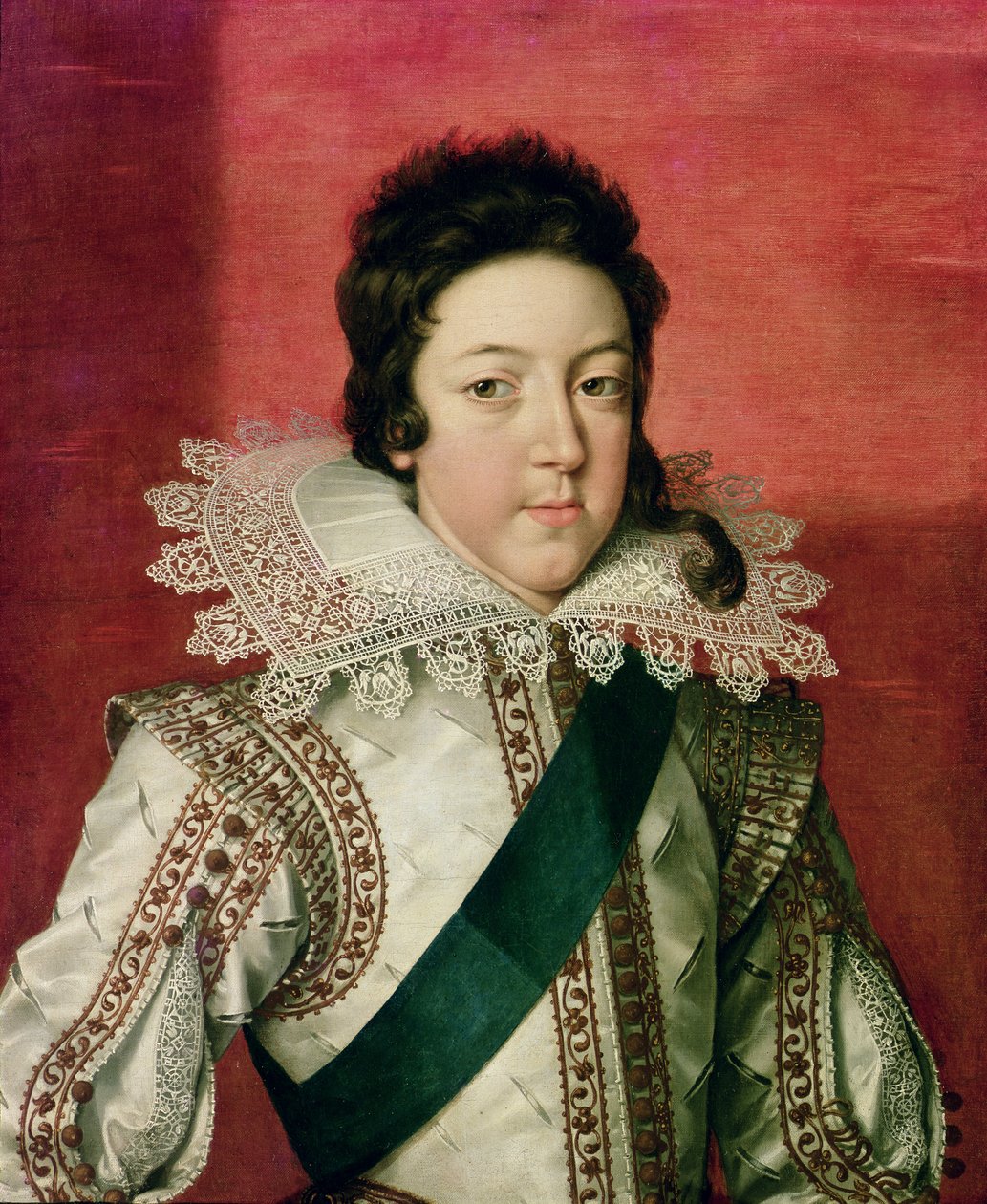 Retrato de Luís XIII (1601-43) como Menino, usando a Ordem do Santo Espirito, c.1616 de Frans II Pourbus