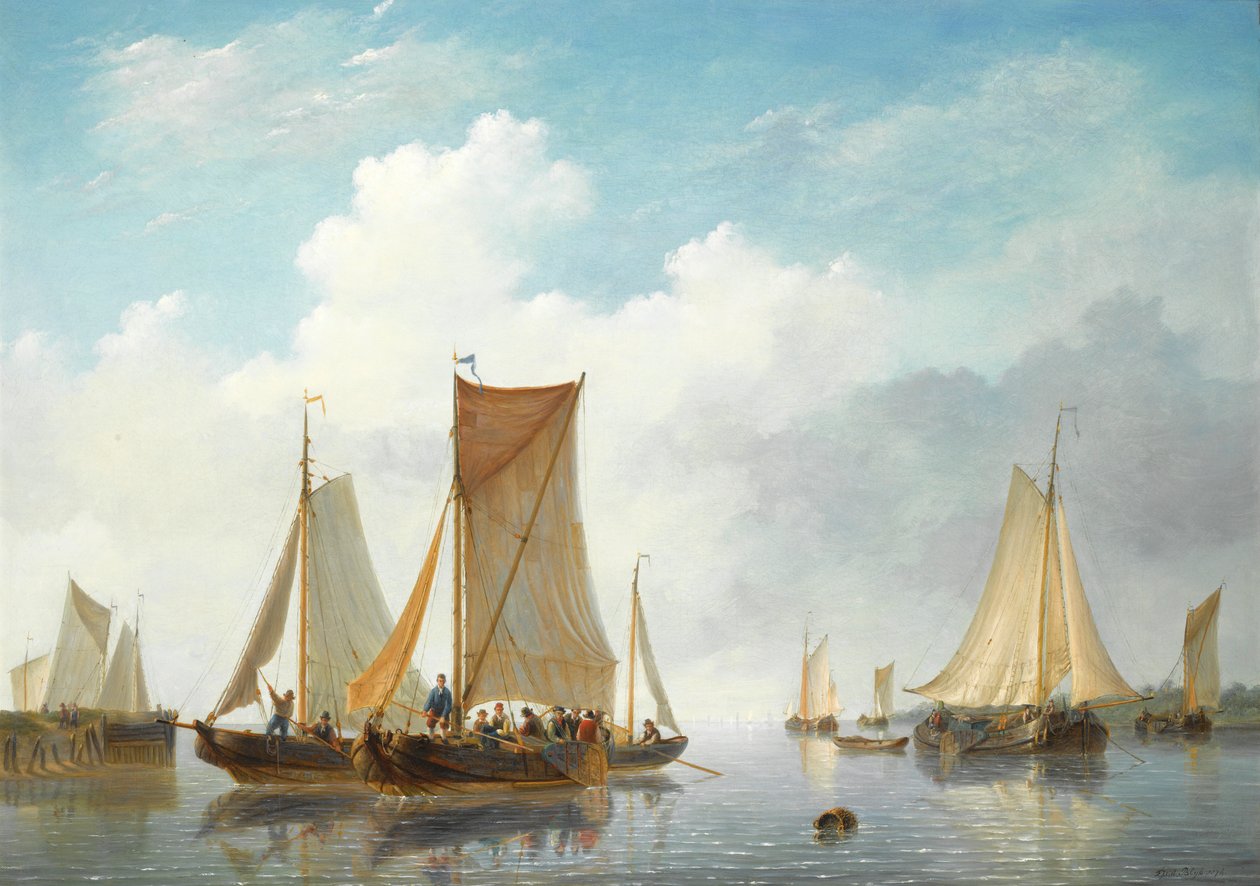 Boca com navios em águas calmas de Frans Jacobus van den Blijk