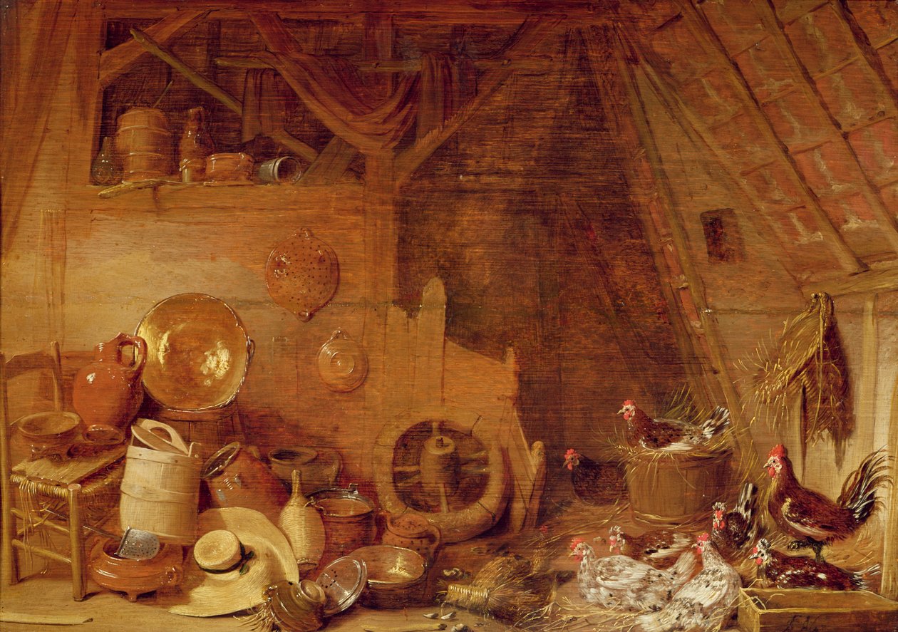 Interior de um celeiro de Frans Ryckhals