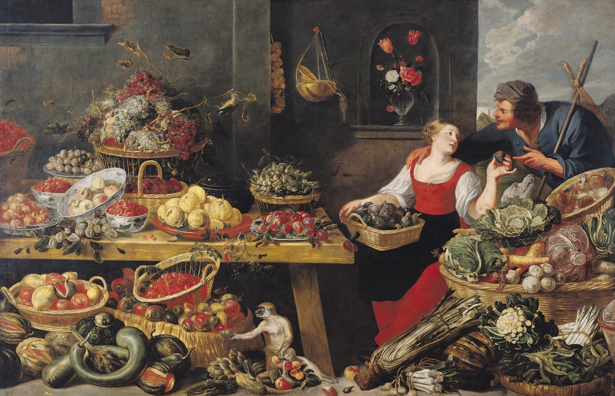 Mercado de frutas e vegetais de Frans Snyders or Snijders