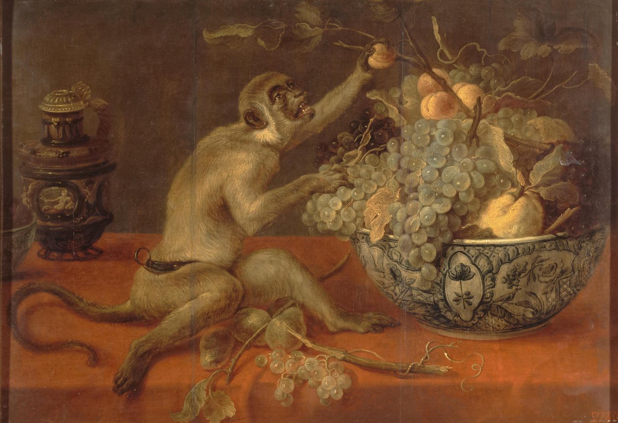 Ainda vida com um macaco de Frans Snyders or Snijders