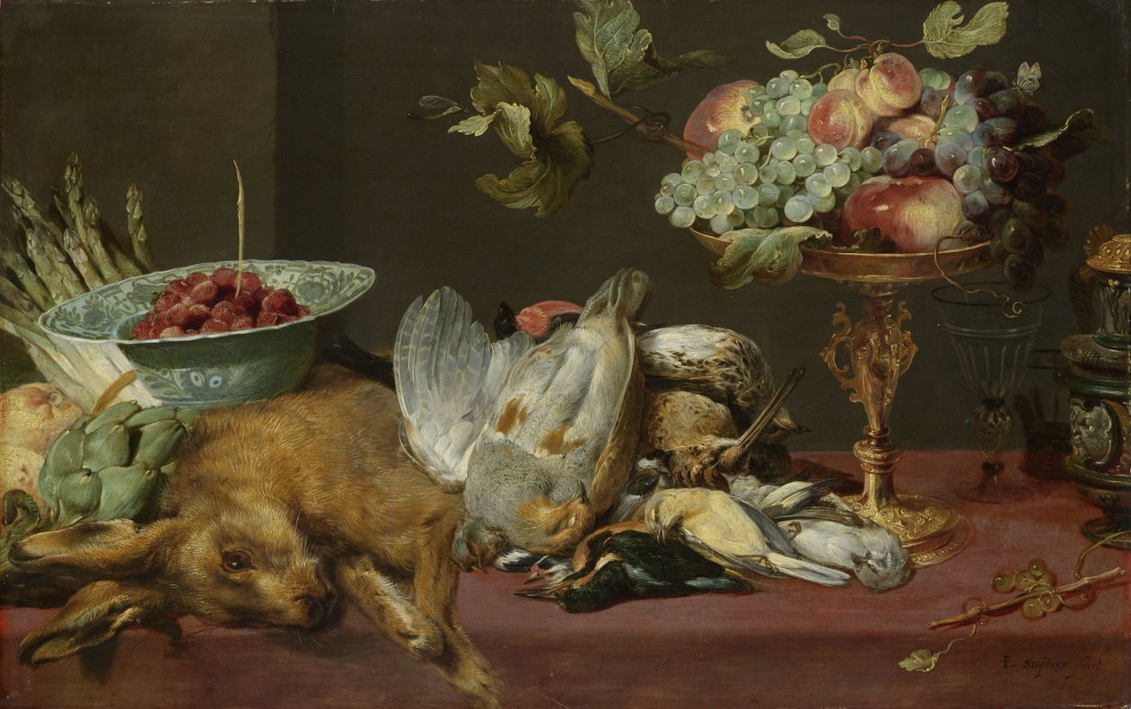 Ainda vida com pequeno jogo morto e frut de Frans Snyders or Snijders