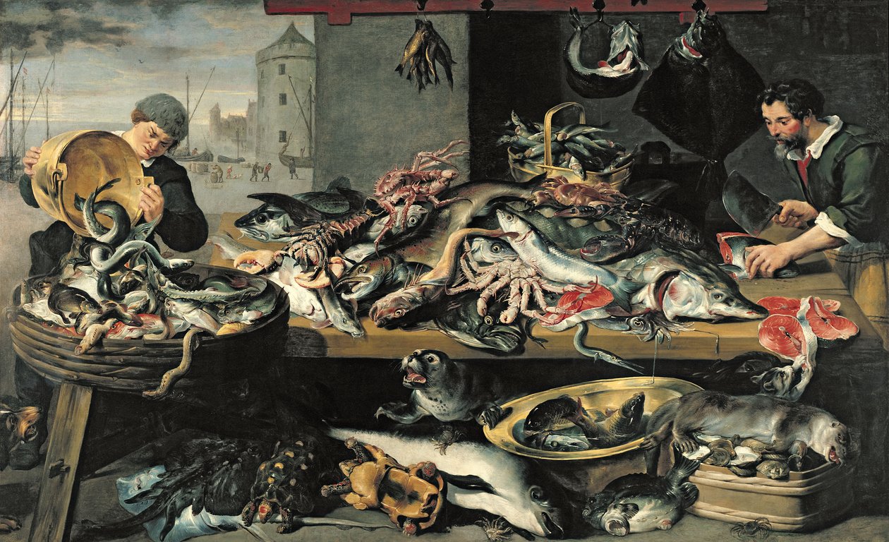 O mercado de peixe de Frans Snyders or Snijders