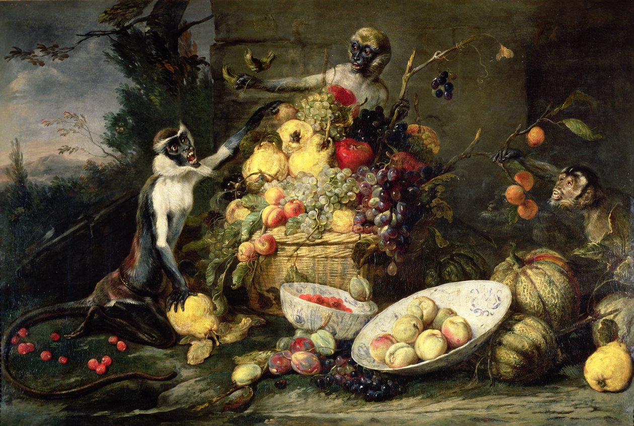 Três macacos roubando frutas de Frans Snyders or Snijders