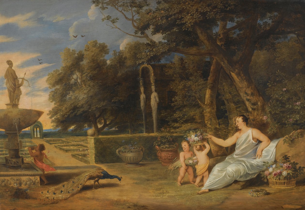 Flora com três putti em um jardim de Frans Wouters