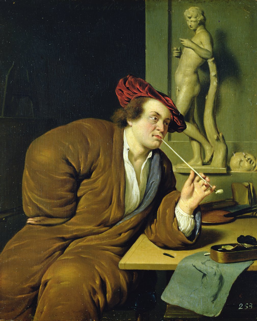 Fumante, possivelmente um auto-retrato, 1688 de Frans van Mieris