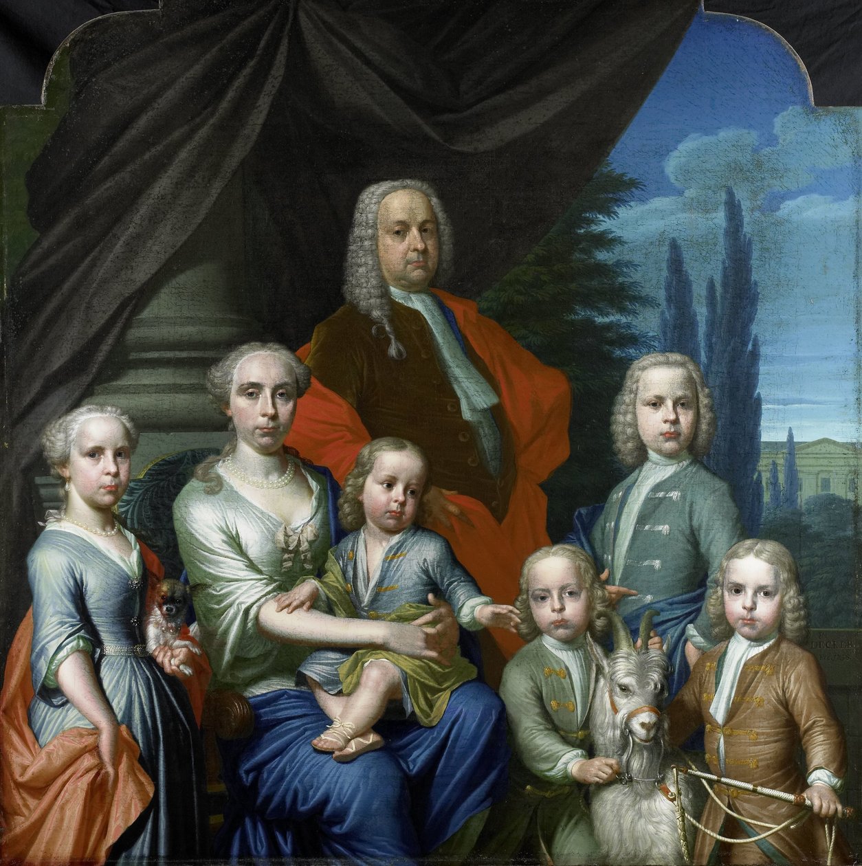 Willem Philip Kops (1695-1756), com a sua Esposa e filhos de Frans Decker
