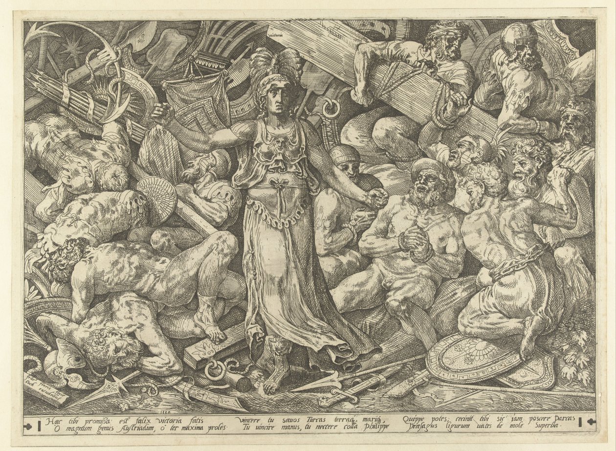 Victoria rodeada de prisioneiros e troféus de Frans Floris (I)