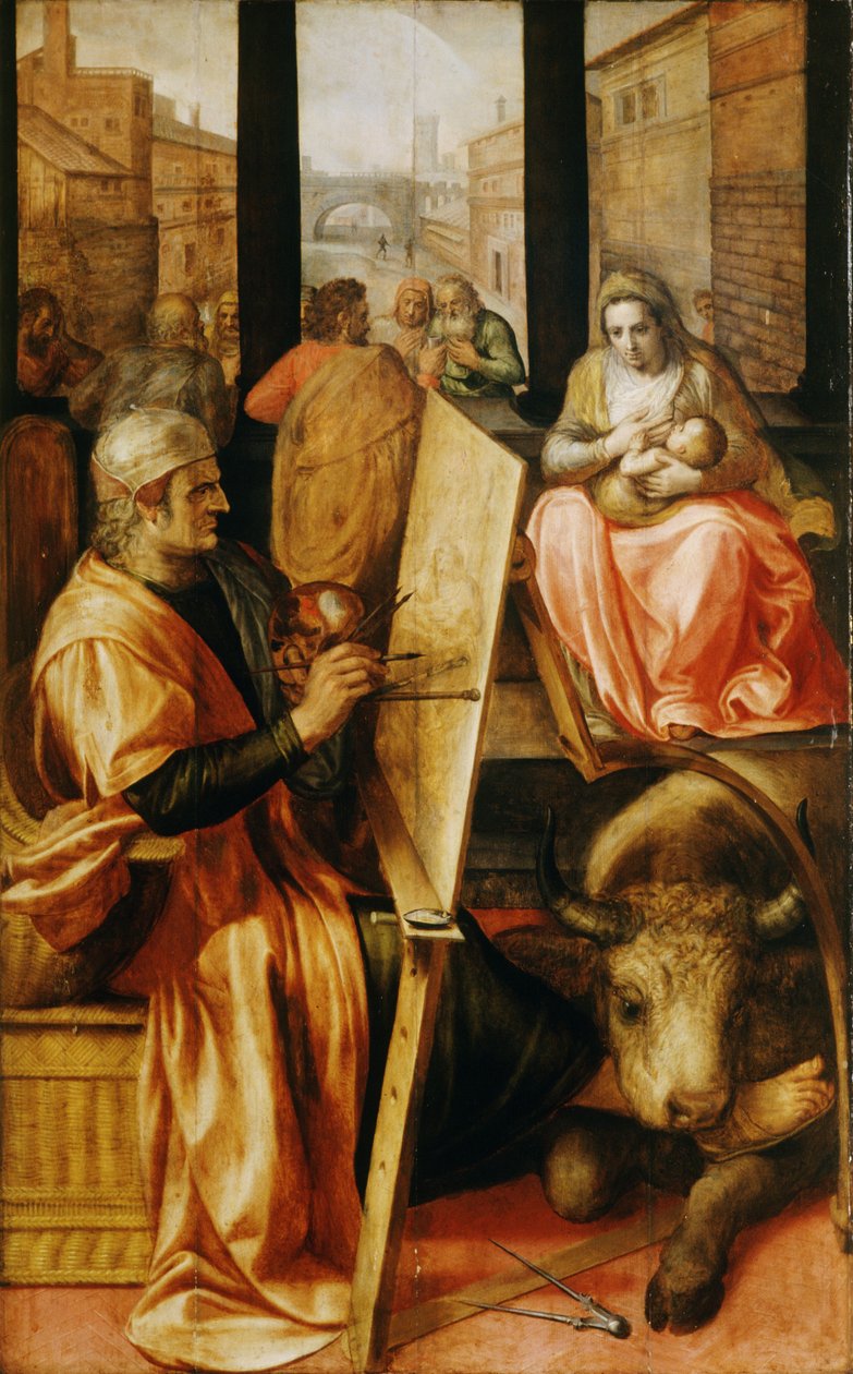 São Lucas pintando a Virgem Maria (óleo sobre painel) de Frans Floris