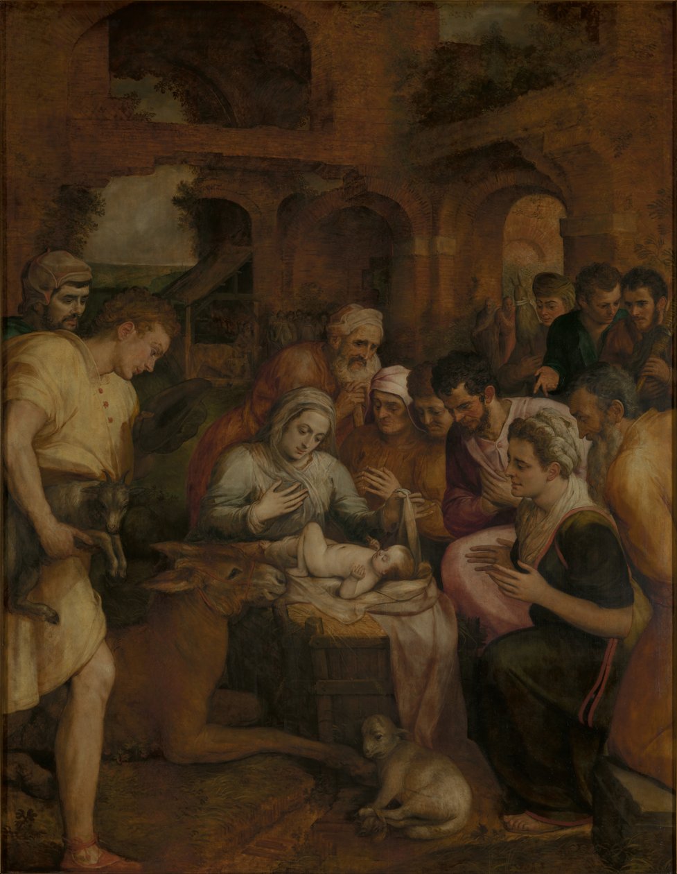 A adoração dos pastores de Frans Floris