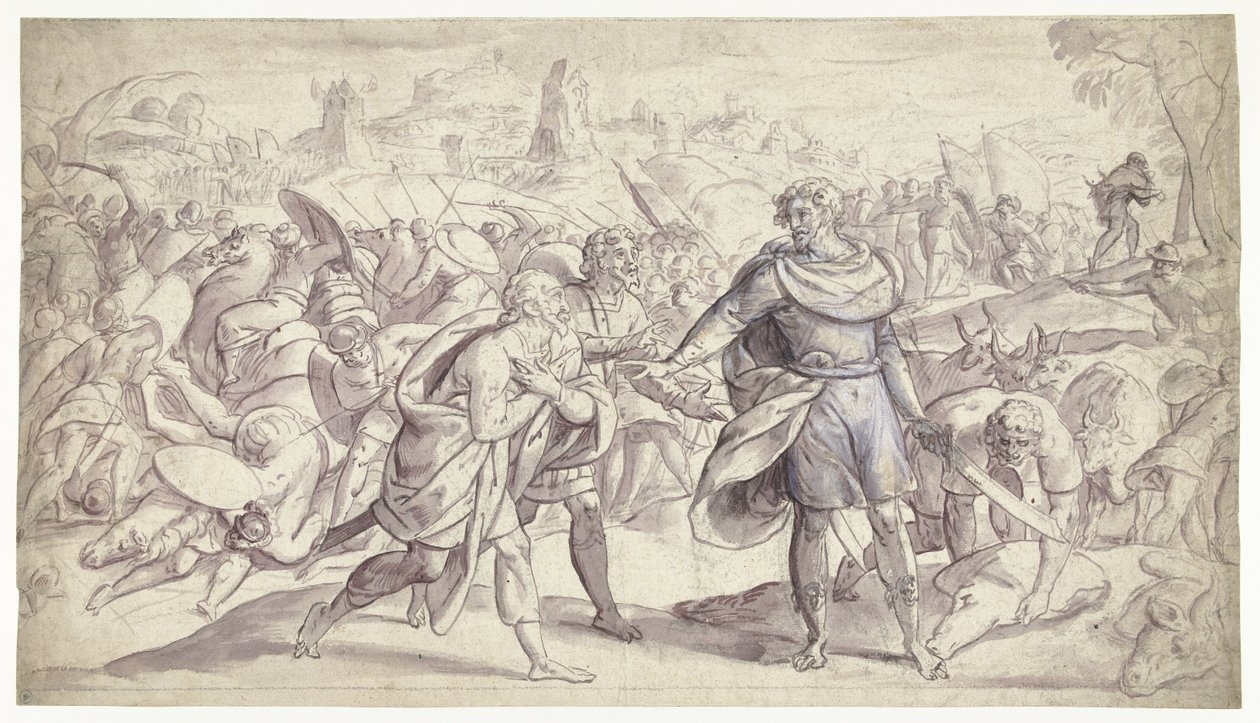 Josué envia mensageiros a Ai História de Josué (título da série) de Frans Francken (I)