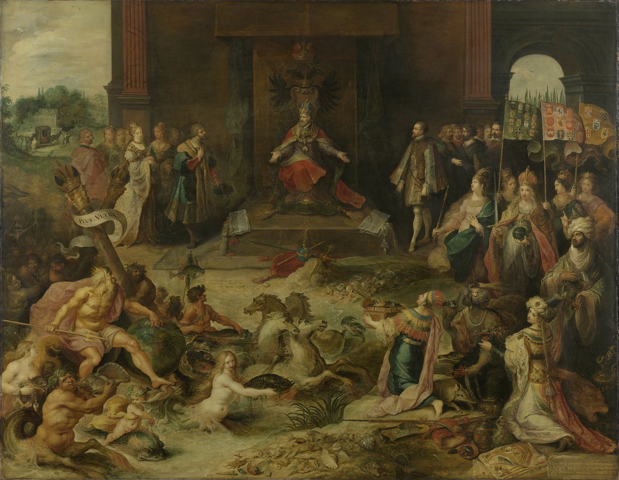 Alegoria sobre a abdicação do imperador Carlos V em Bruxelas 25 de outubro de 1555, 1642 de Frans Francken the Younger