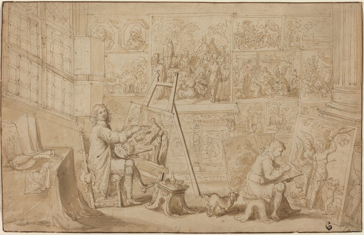 Estúdio de um artista [reto] de Frans Francken the Younger