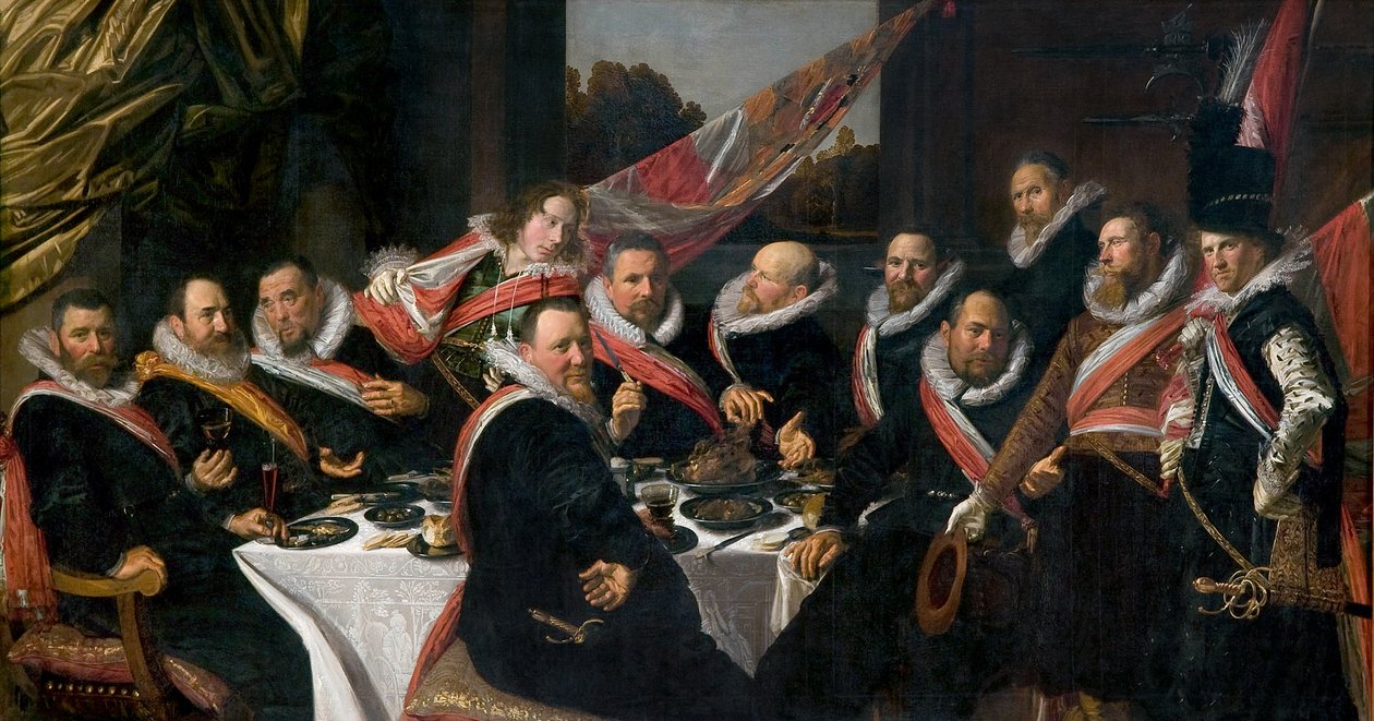 Um banquete dos oficiais da Companhia de Milícias de St. George, 1616 de Frans Hals