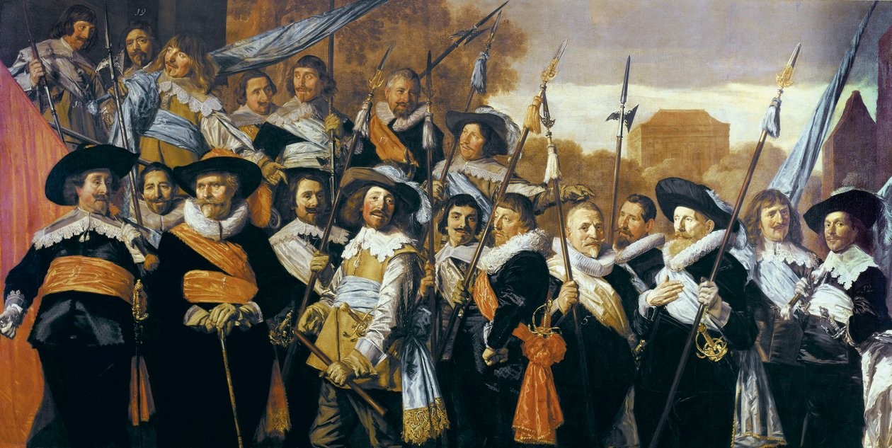 Retrato de grupo de oficiais e subalternos da Guarda Cívica em Haarlem de Frans Hals