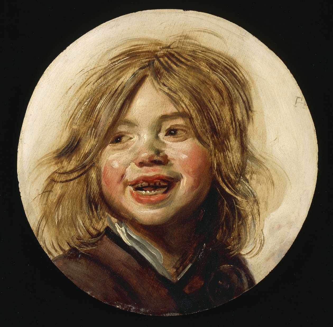Rindo Criança, c.1620-5 (óleo sobre madeira) de Frans Hals