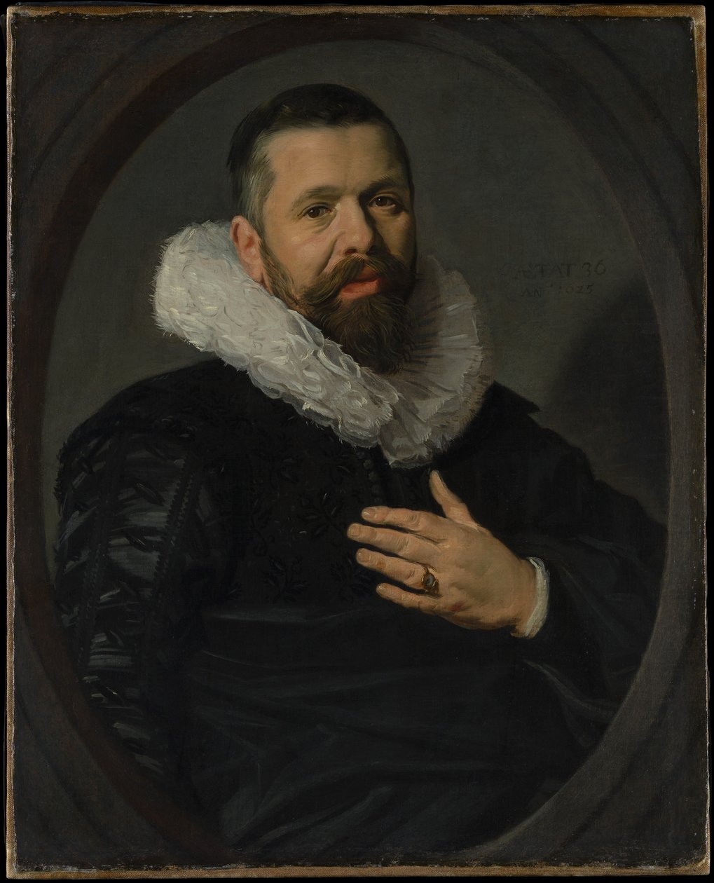 Retrato de um homem barbudo com um plissado de Frans Hals