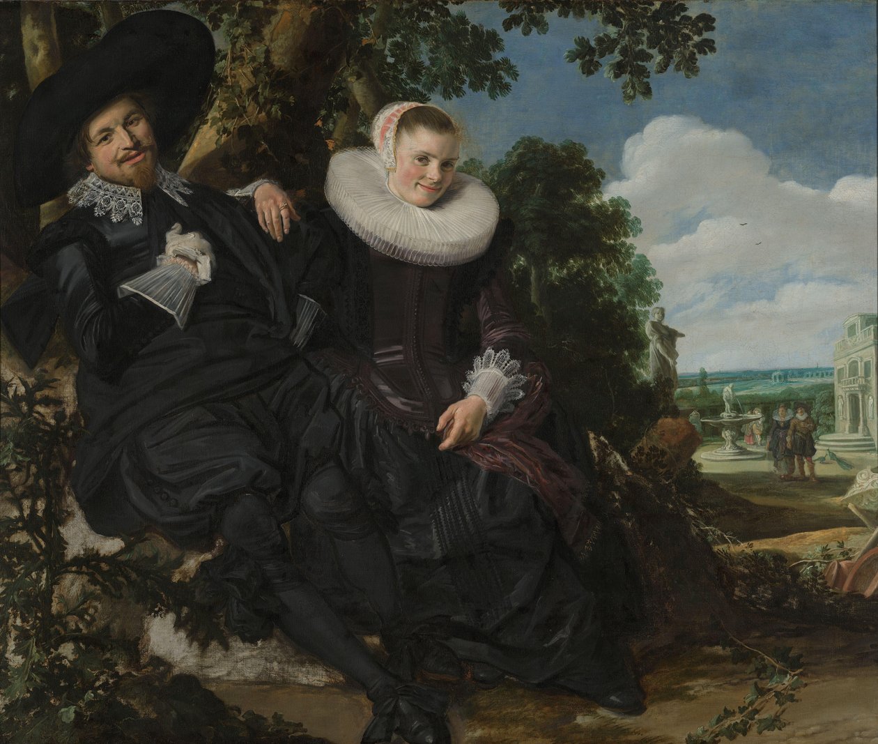 Retrato de um casal, provavelmente Isaac Abrahamsz Massa e Beatrix van der Laen Retrato de um casal em uma paisagem, provavelmente Isaac Abrahamsz Massa (1586-1643) e Beatrix van der Laen (1592-1639) de Frans Hals