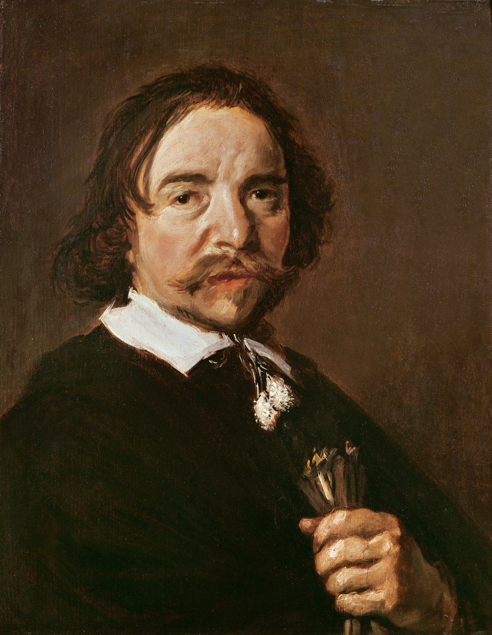 Retrato de um homem com uma luva e cabelo preto, c.1657 de Frans Hals
