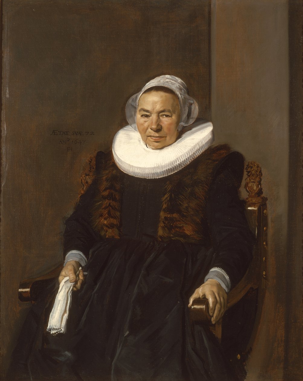 Retrato de uma mulher idosa, tradicionalmente chamada Mevrouw Bodolphe, 1643 de Frans Hals