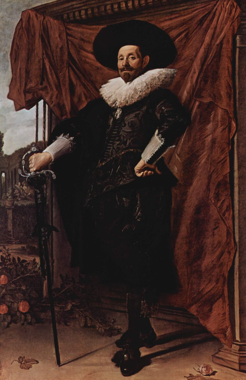 Willem van Heythuysen a posar com uma espada de Frans Hals