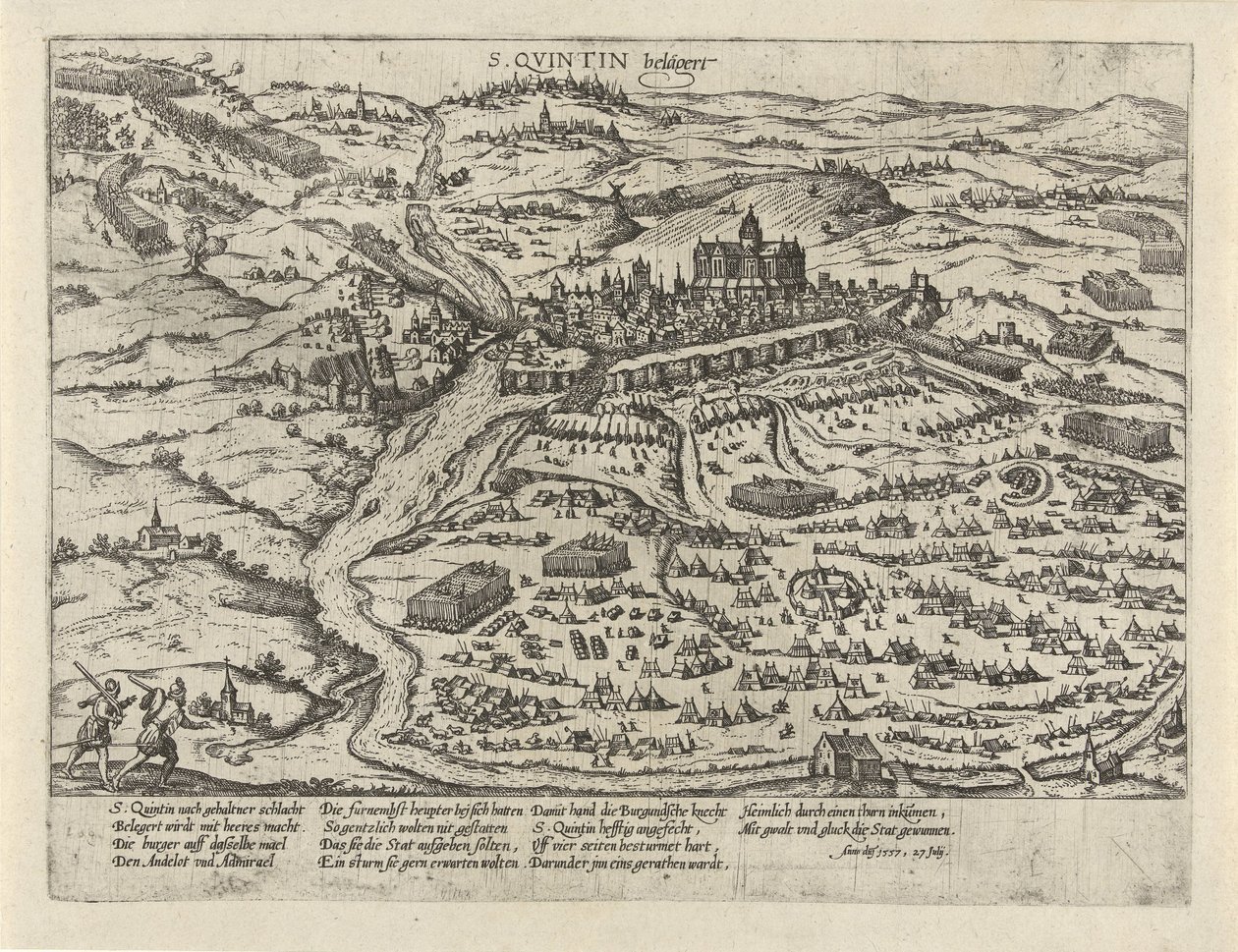 Cerco de Saint-Quentin, 1557
S. Quintin belägert (título sobre o objecto)
Série 2: Eventos nos Países Baixos, 1555-1558 (título da série) de Frans Hogenberg