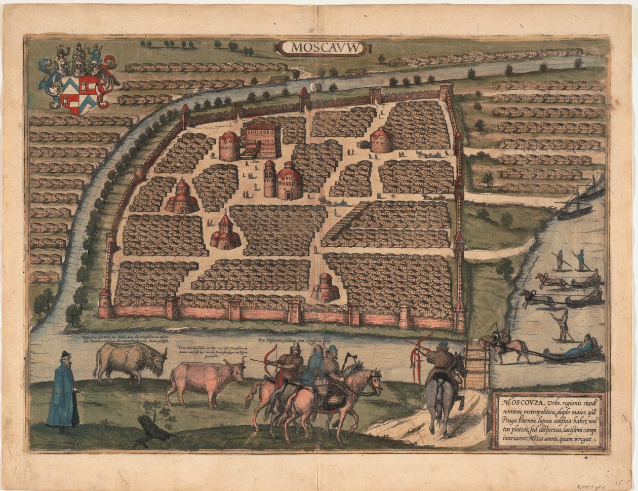 Mapa de Moscou do século XVI De: Civitates orbis terrarium, 1575 de Frans Hogenberg