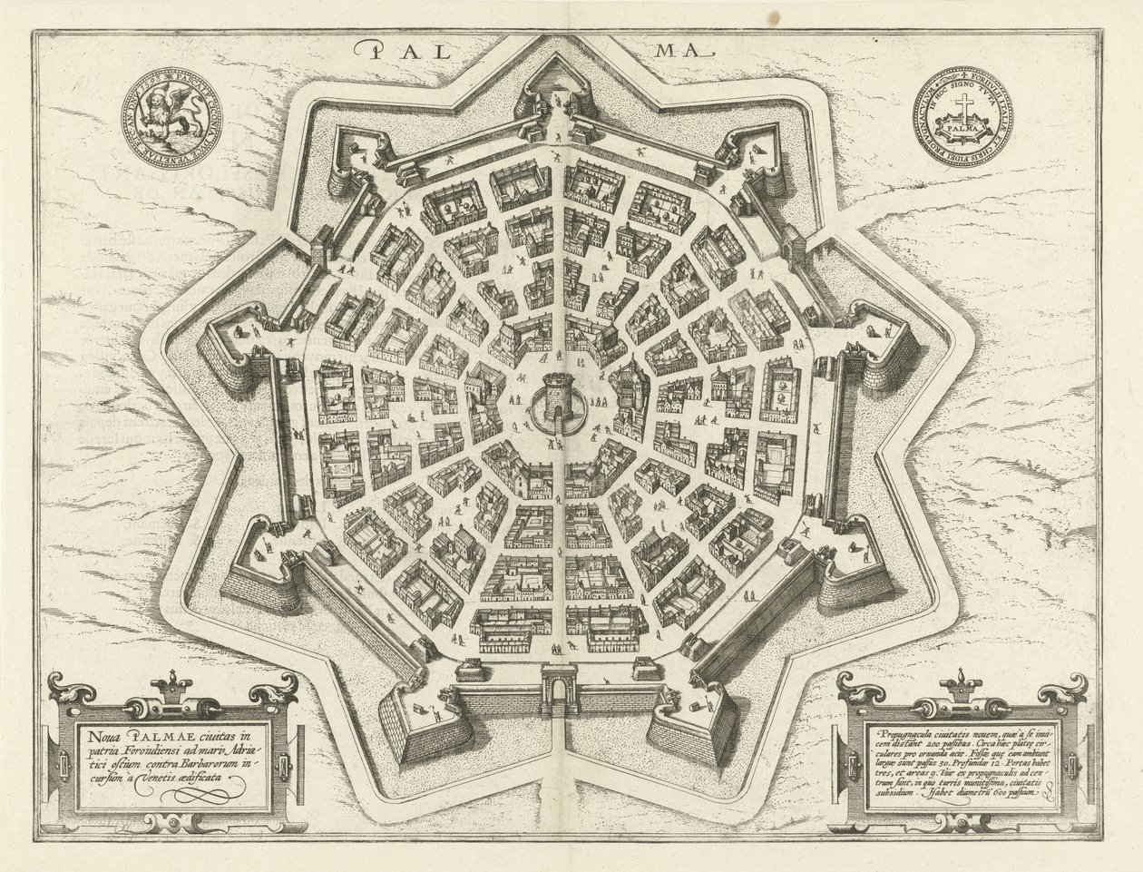 Mapa de Palmanova Palma (título no objeto) de Frans Hogenberg