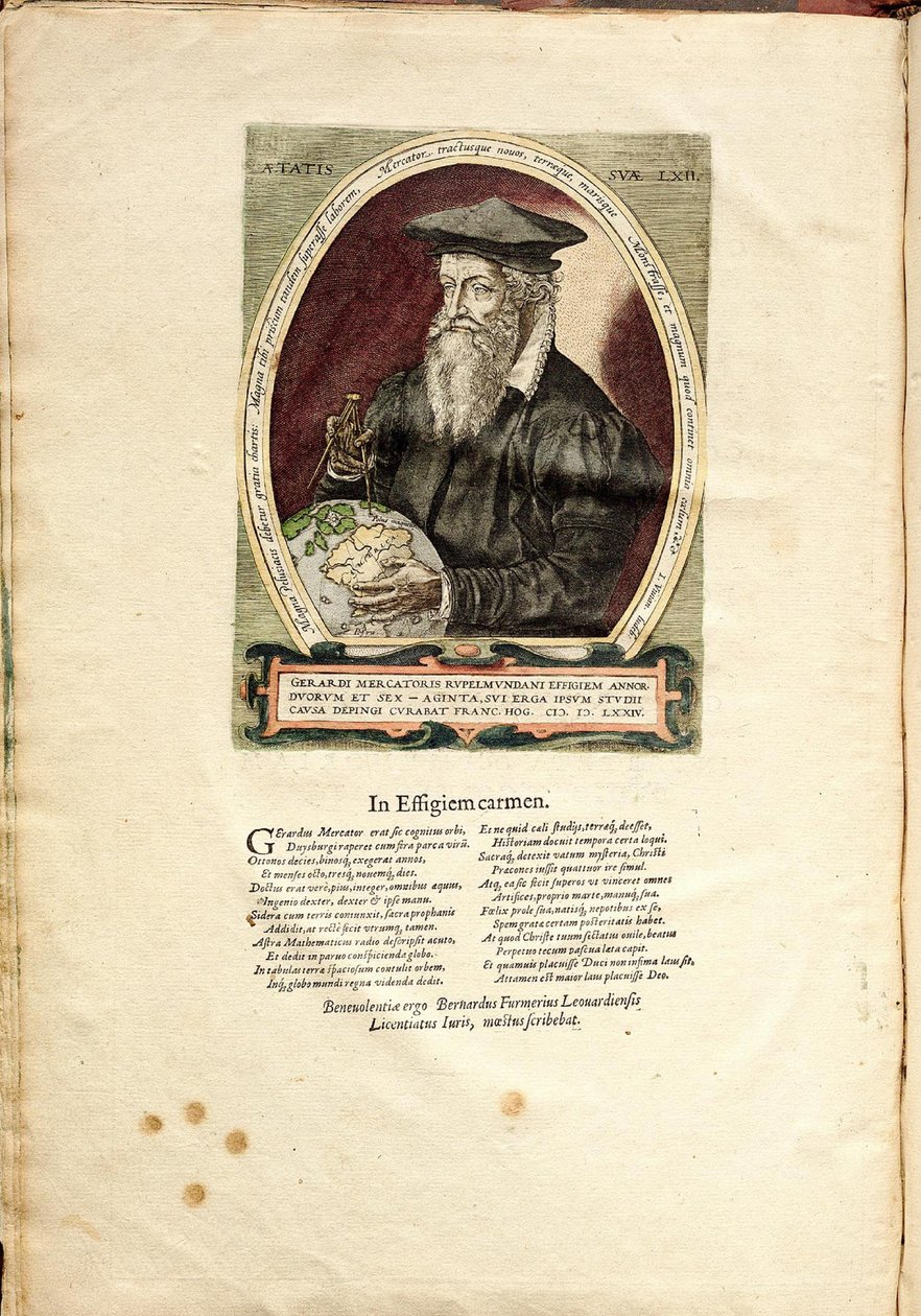 Retrato de Gerardus Mercator 1512-1594, 62 anos de Frans Hogenberg