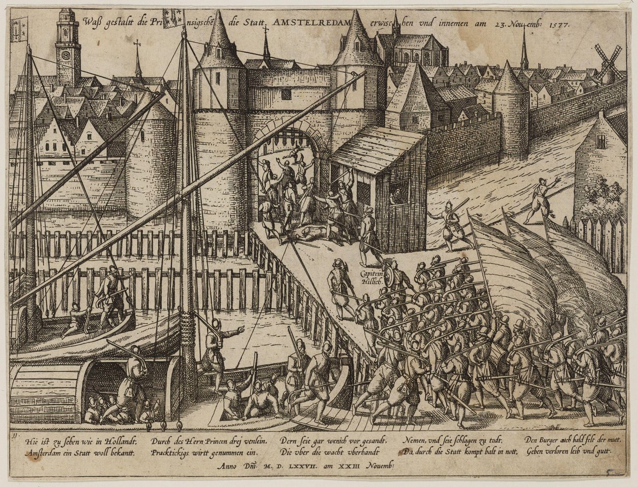 O assalto a Amesterdão em 23 de novembro de 1577 de Frans Hogenberg