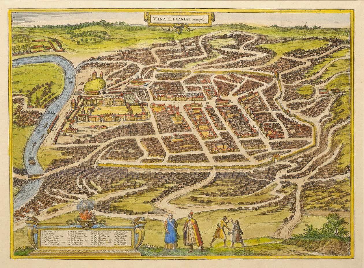 Da cidade Vilnius especialmente na seção de teatro por Braun, 1580 de Frans Hogenberg