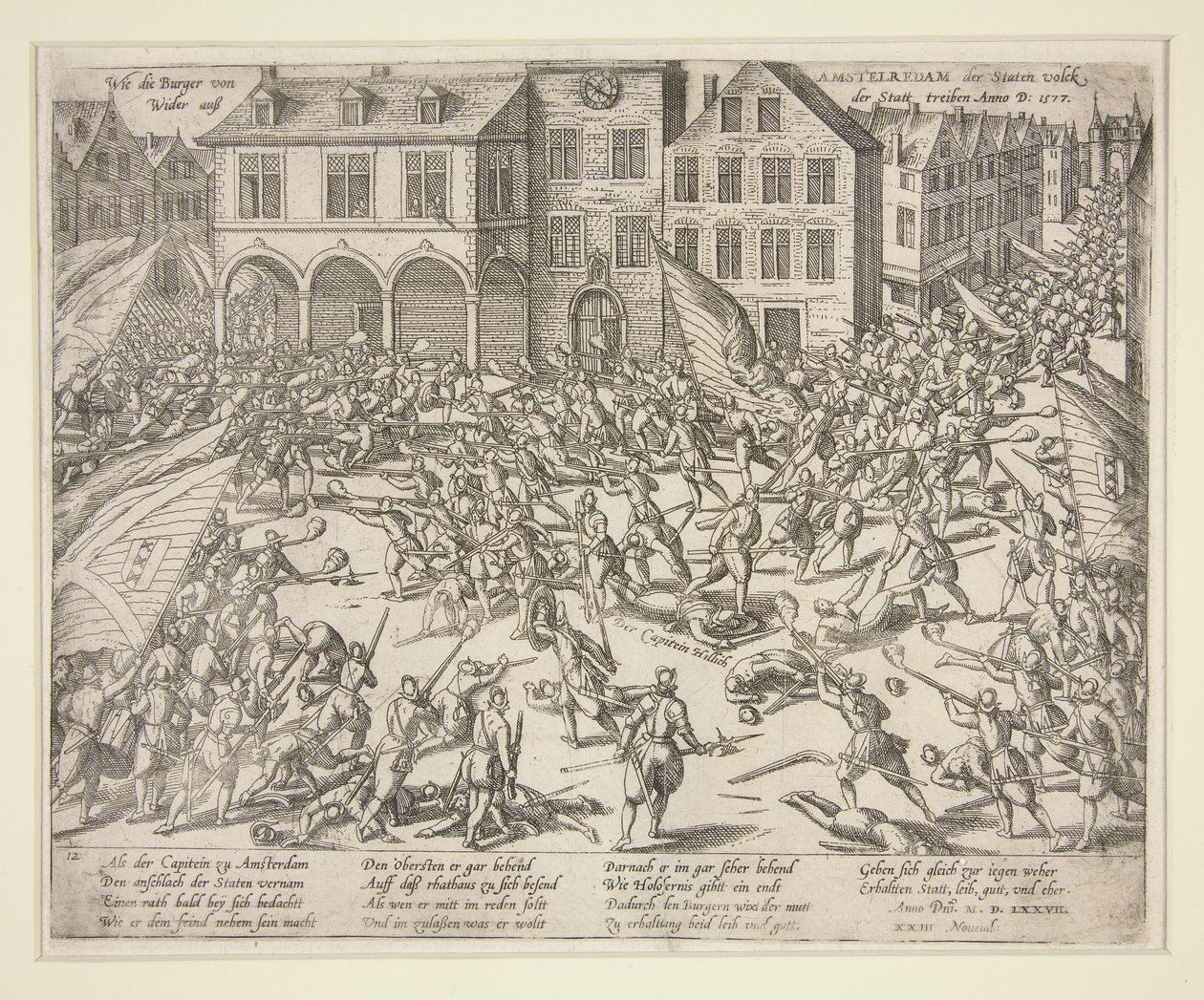 Wie die Burger von Amstelredam der Staten volck Wider au? der Statt treiben (Como os cidadãos de Amesterdão expulsaram as tropas da cidade) de Frans Hogenberg