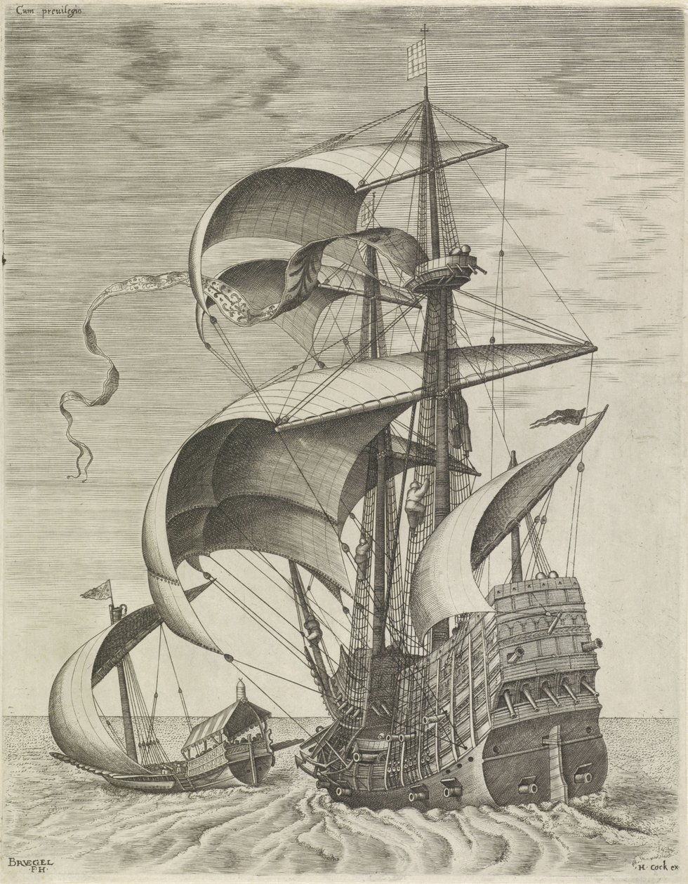 Um navio de guerra acompanhado por uma galé
Navios à vela (título da série) de Frans Huys