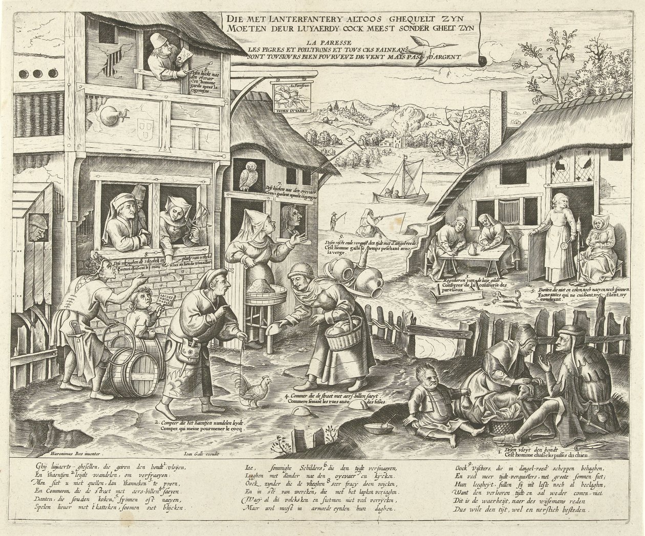 Preguiças
Die met lanterfantery altoos ghequelt zyn moeten deur luyaerdy oock meest sonder ghelt zyn (título sobre o objecto) de Frans Huys