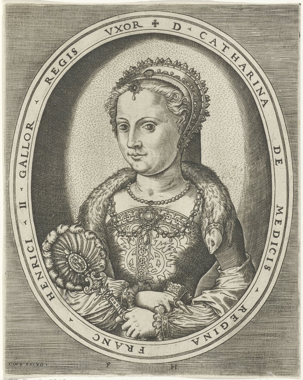 Retrato de Catarina de Médici Retratos de reis, rainhas, príncipes e princesas (título da série) de Frans Huys