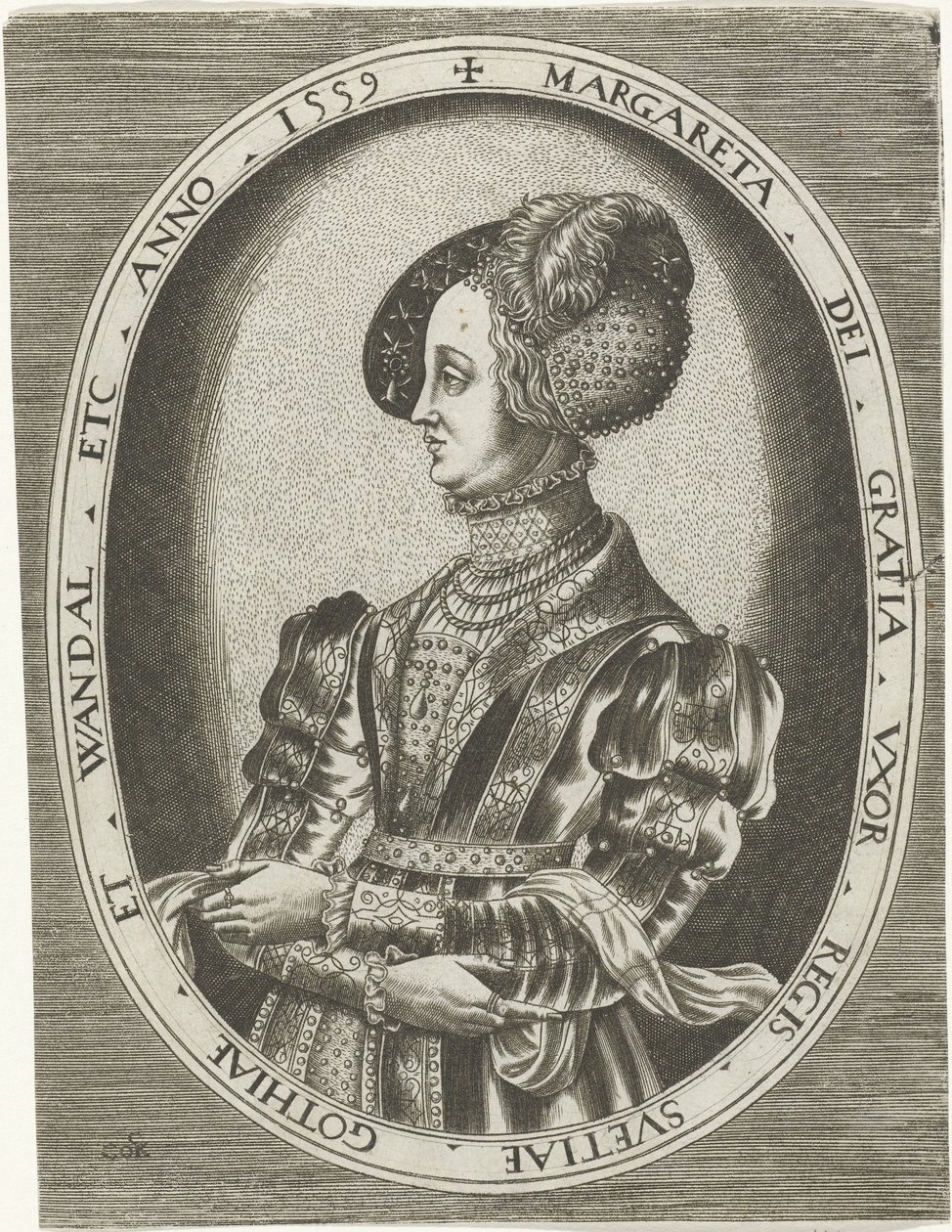 Retrato da Rainha Margaret Leijonhufvud da Suécia
Retratos de reis, rainhas, príncipes e princesas (título da série) de Frans Huys