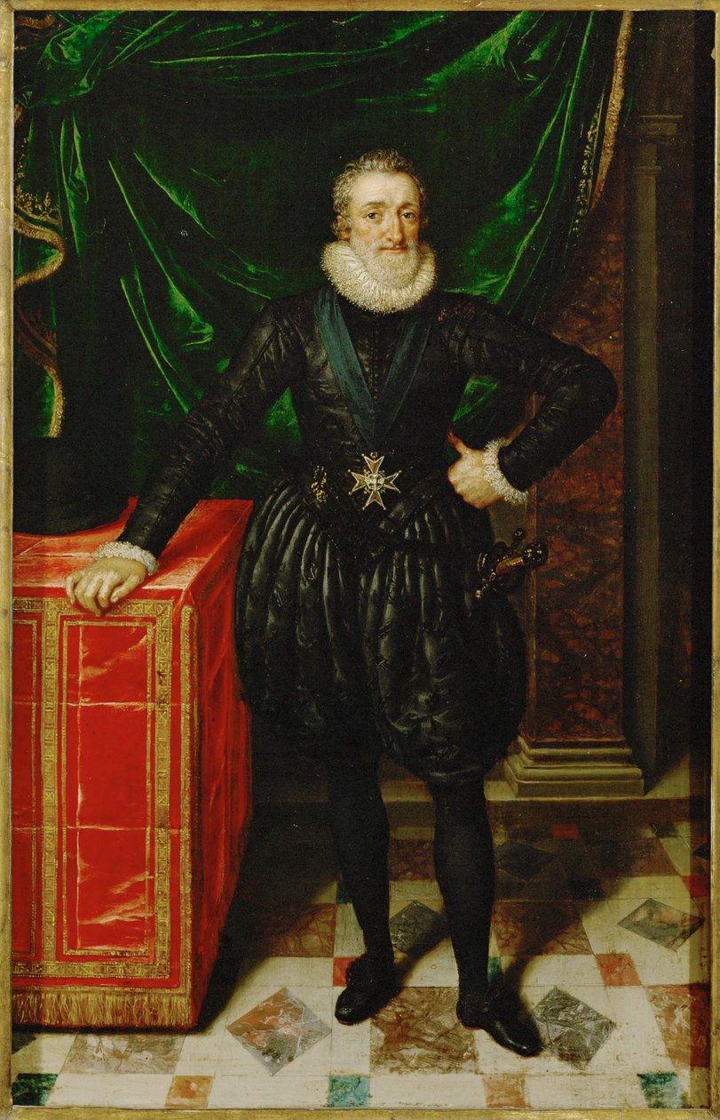 Henrique IV, rei de França, em traje de corte preto ... de Frans II Pourbus