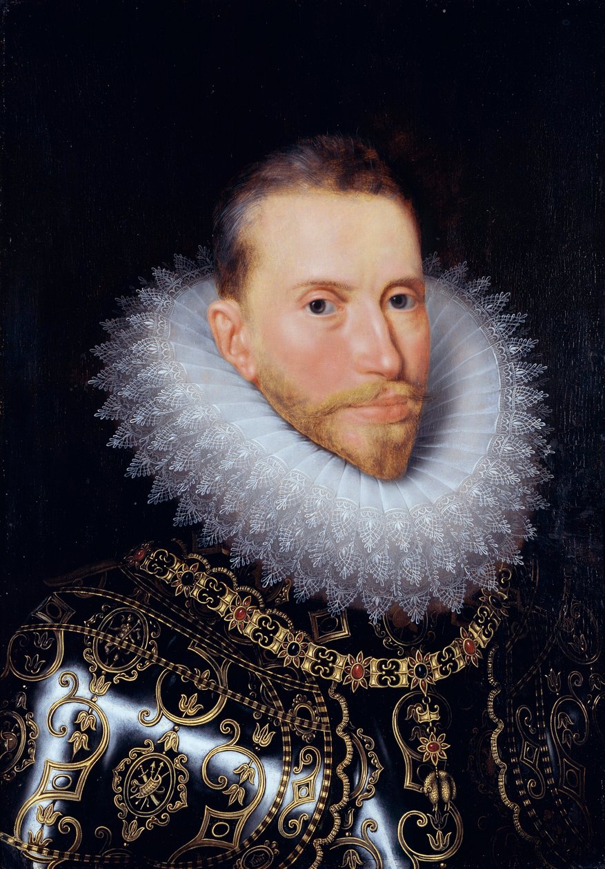 ""Retrato de Alberto da Áustria (1559-1621)" (Retrato de Alberto VII, Arquiduque da Áustria (1559-1621)) Pintura de Frans Pourbus o jovem (1569-1622) - Óleo sobre madeira - Dim 60x42 cm Groeningemuseum, Bruges de Frans II Pourbus