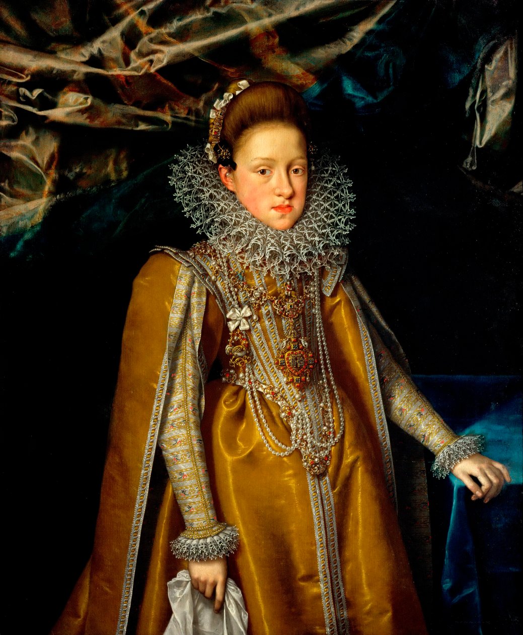 "Retrato da Arquiduquesa Maria Maddalena da Áustria (1587-1631), Grã-Duquesa da Toscana" Pintura de Franz Pourbus o Jovem (1569-1622), ca 1604 - Óleo sobre tela Dim 116x108 de Frans II Pourbus