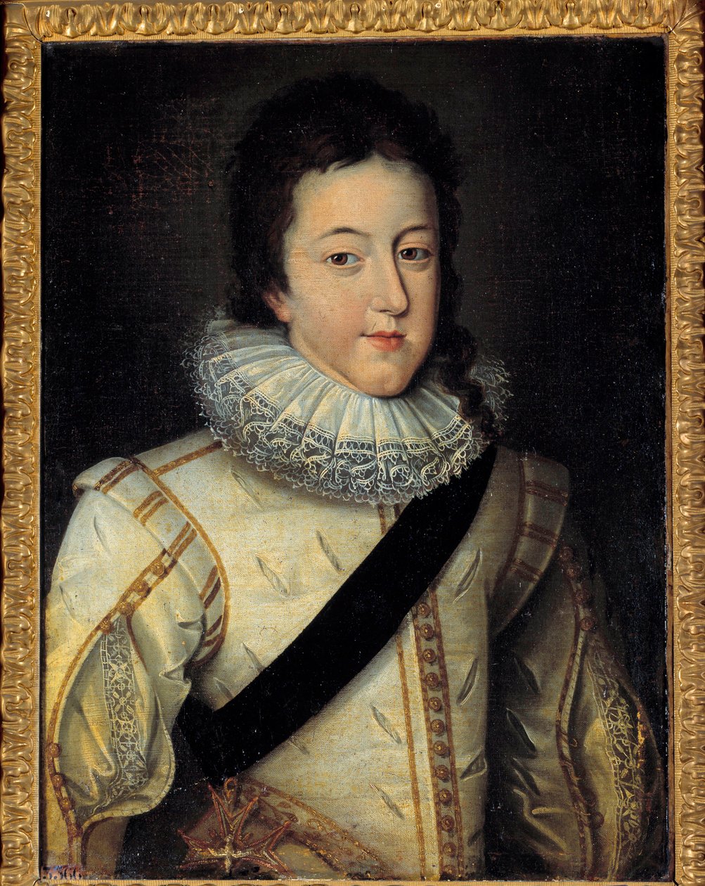 Retrato de Luís XIII, rei de França e Navarra (1601-1643) na altura do seu casamento em 1616 (h s/t 0,64 x 0,44) depois de Frans Pourbus Le Jeune (François (Franz) Porbus de Frans II Pourbus