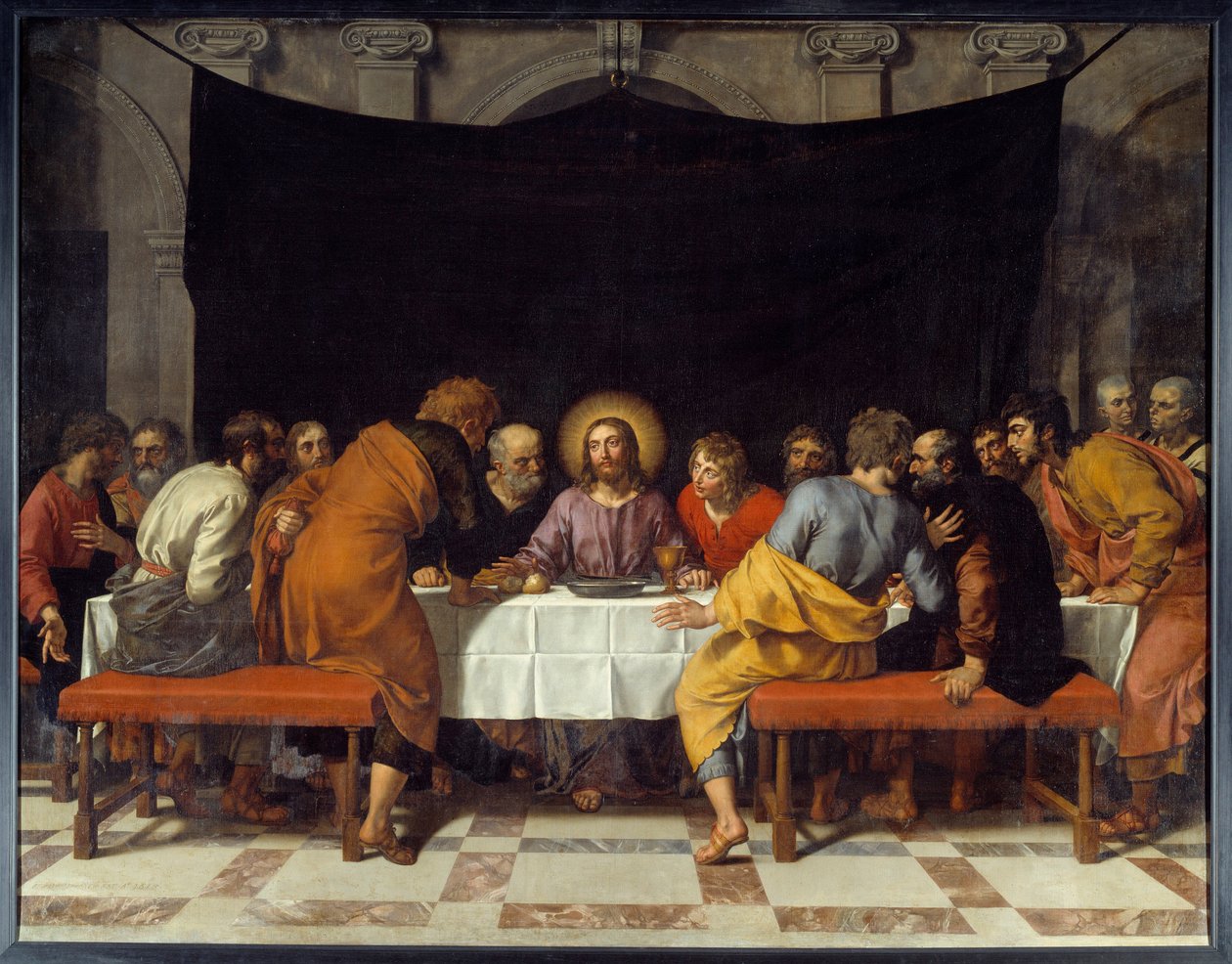 O Cristo Cene rodeia os apóstolos. Pintura de Frans Pourbus Le Jeune (François (Franz) Porbus de Frans II Pourbus